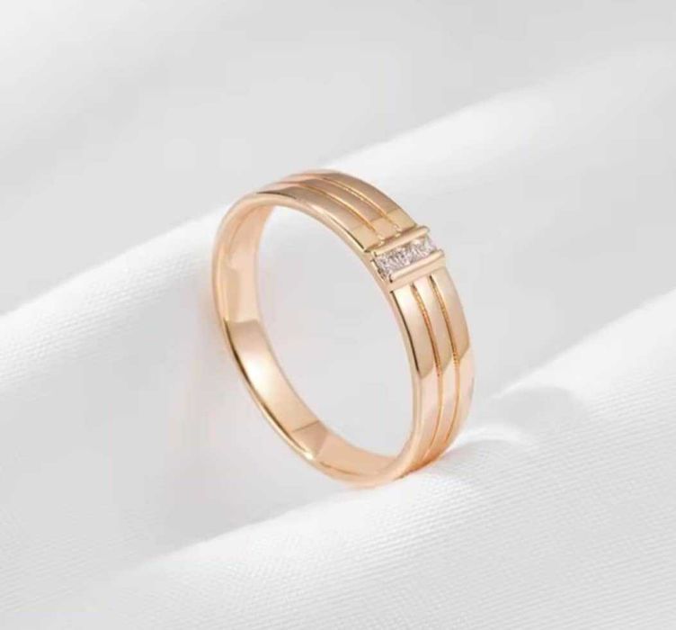 GR14,inel placat aur 14k,model unisex, nou/marcat, zirconii albe