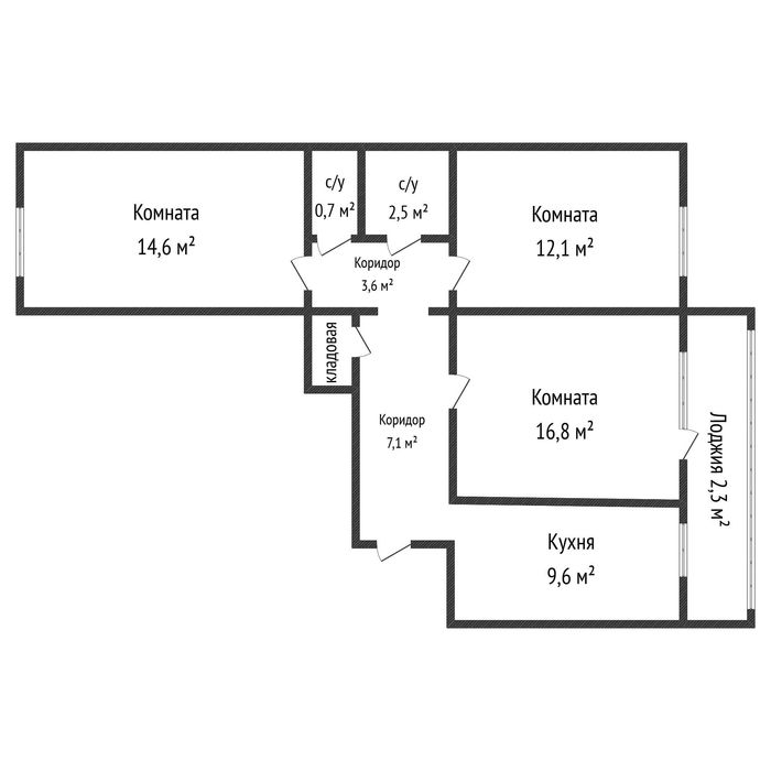 3-комн КЖБИ 70 кв.м.