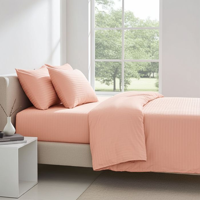 Lenjerie Damasc India Dx020, Damasc, 4 Piese, Cu Elastic, Roz