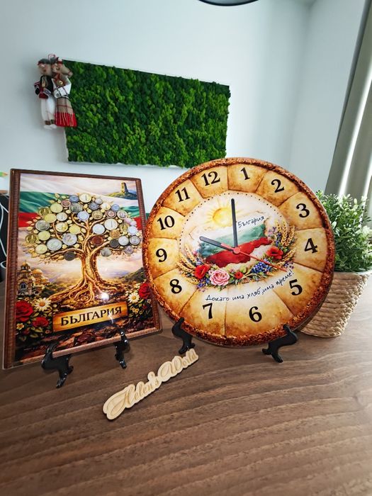 Стъклен персонализиран часовник, 8ми март, ден на жената, подарък жена