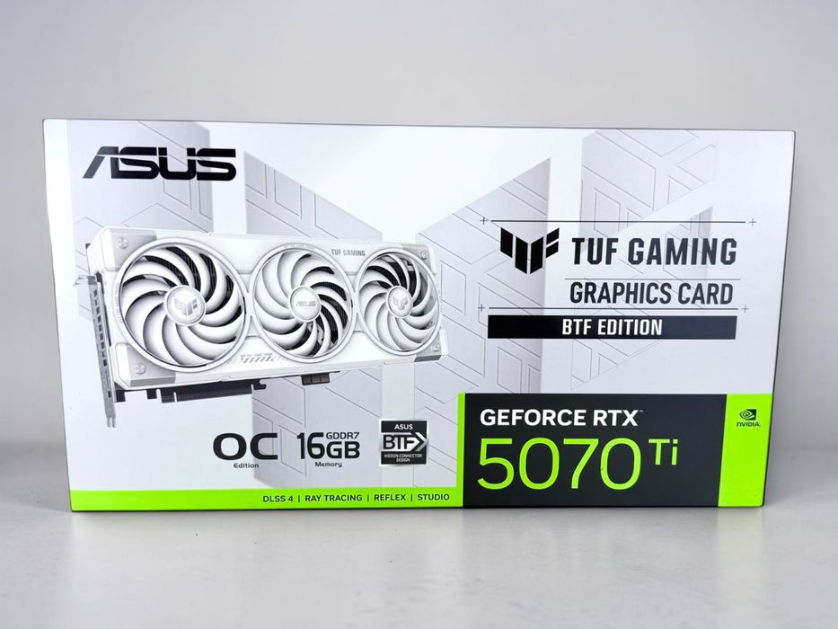 ASUS TUF Gaming GeForce RTX 5070 Ti BTF OC White 16GB GDDR7 ЧИСТО НОВА!
