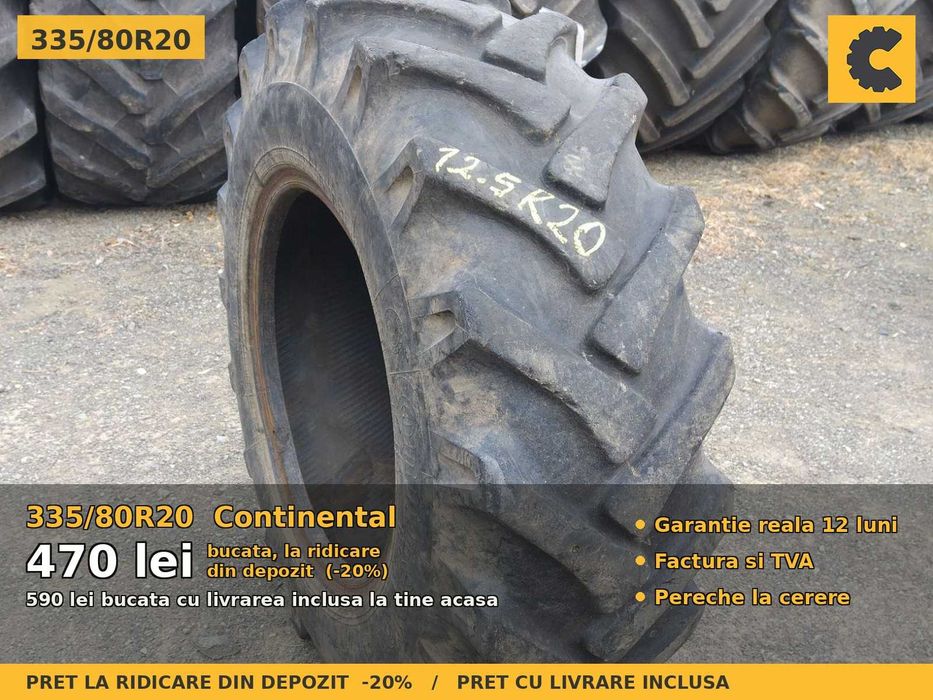CAUCIUCURI 335/80R20 12.5R20 335 80 R20 Continental Anvelope Tractor Punte Fata 4x4 John Deere Case New Holland Fendt SH GARANTIE Factura TVA Livrare