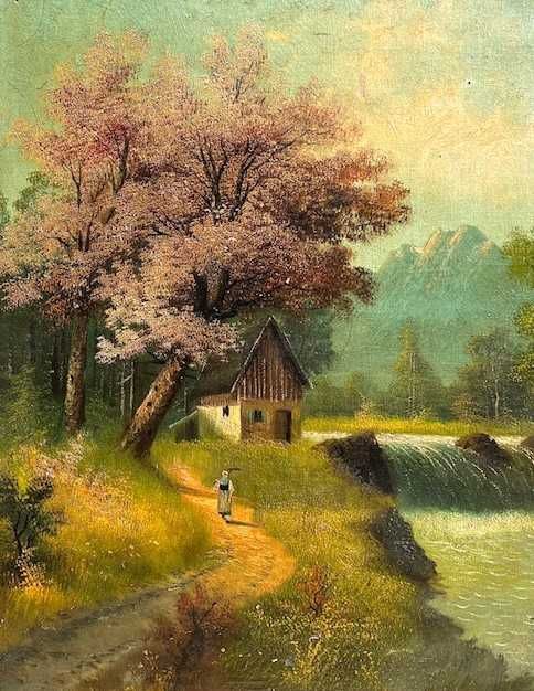 SUPERB! Tablou f vechi, SEC XIX 70x55cm+R ulei/panza semnat datat 1882