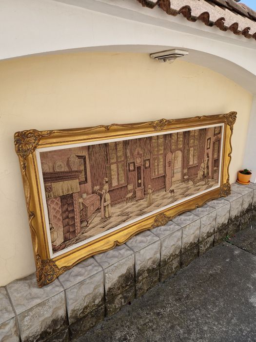 Уникален огромен антикварен белгийски гоблен