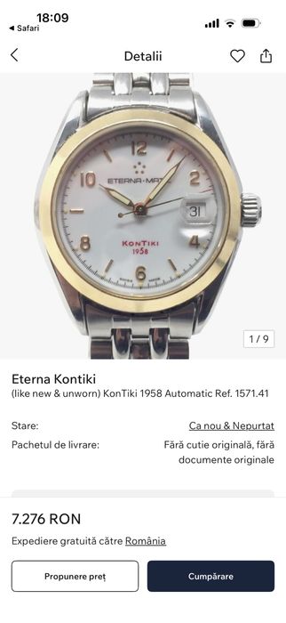 Eterna Matic KonTiki Vand - schimb