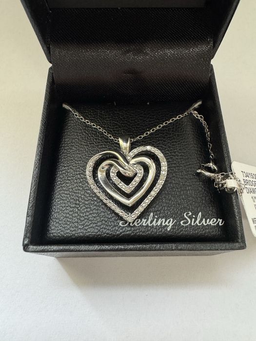 Ново сребърно колие двойно сърце (Sterling Silver)