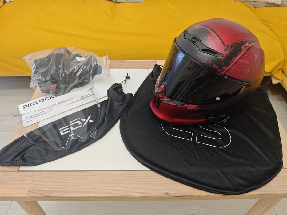 Cască moto Ruroc EOX Batman + vizieră fumurie +  clară, pinlock