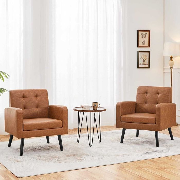 Fotoliu living piele ecologica, picioare din lemn |S 614138 Retro Brow