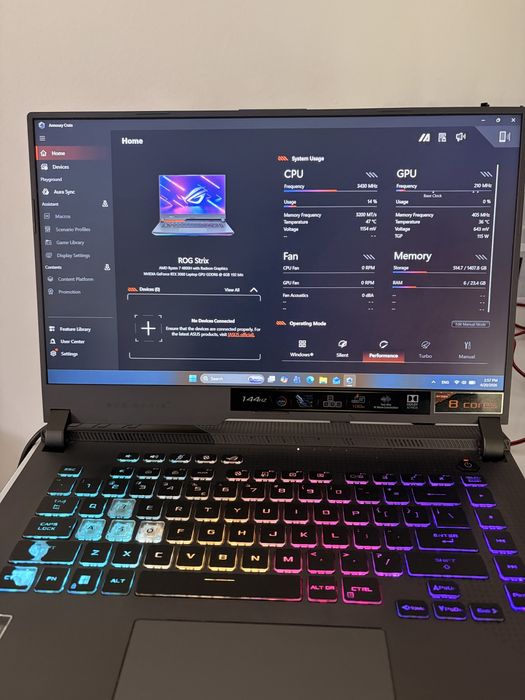 Asus Rog Strix Gaming- RTX 3060/ RYZEN 7/ 24 GB RAM/ SSD 1,4 TB/ 144 Hz