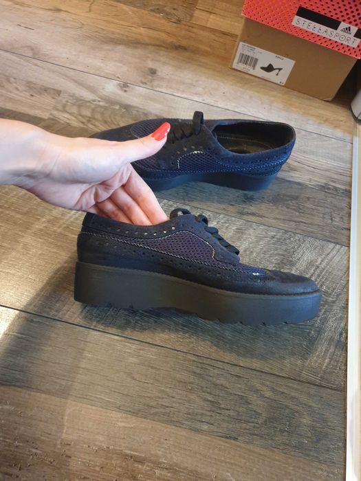 Pantofi Musette, bleumarin, 38.5 - 39, piele, casual