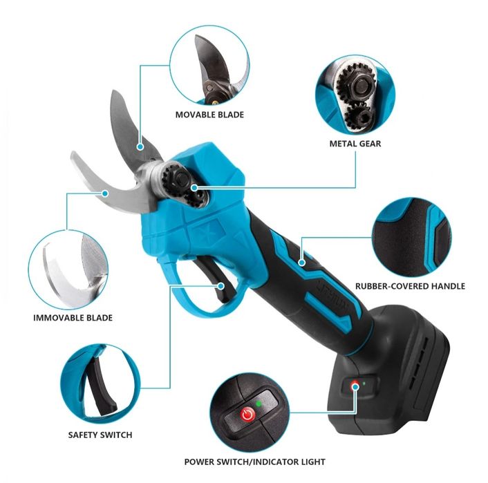 Градинска акумулаторна лозарска ножица 48V/8Ah с 2 батерии и куфар