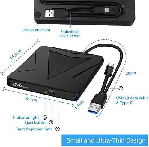 RUIZHI външно DVD/CD устройство USB 3.0 и Type-C