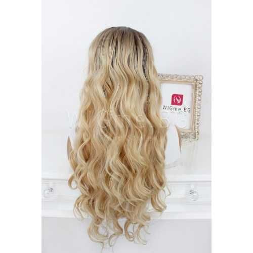 Дълга къдрава тъмноруса лейс фронт перука Алисън