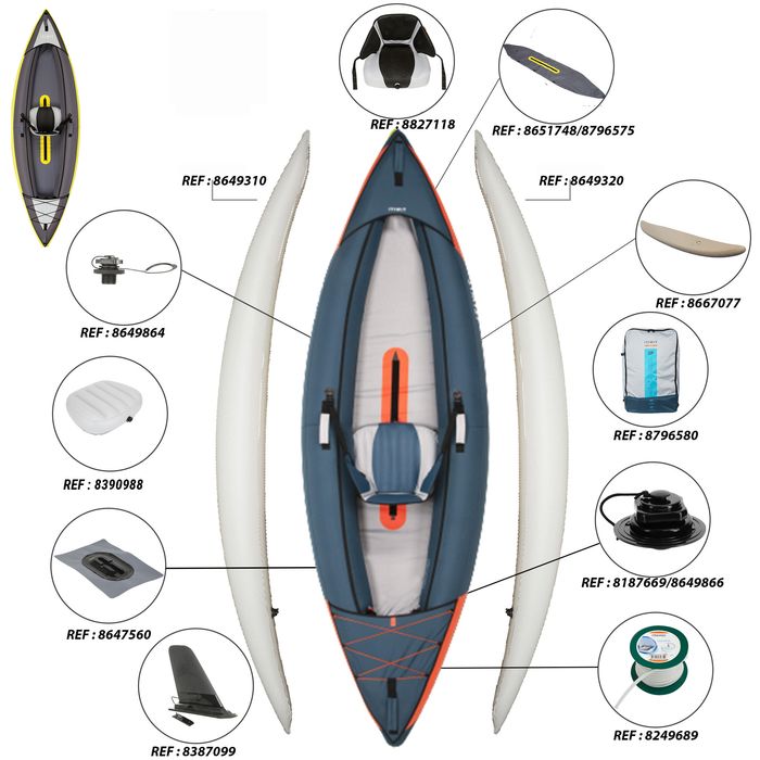 Caiac-canoe gonflabil pentru plimbări 1 - produs resigilat Decathlon