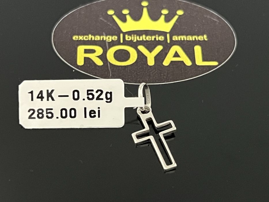Bijuteria Royal CB : Pandant cruce aur alb 14k   0,52 grame