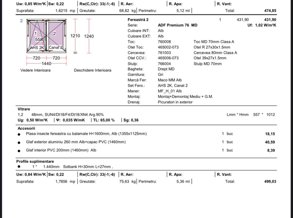 Vand fereastra tripan ADF