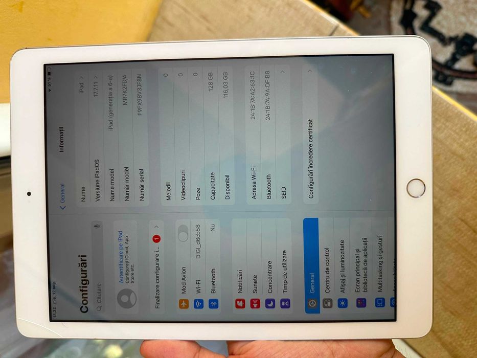 Ipad 6 Tableta Gen 6 2018 SILVER 128 GB Ecran Multi-Touch 9,7 inchi