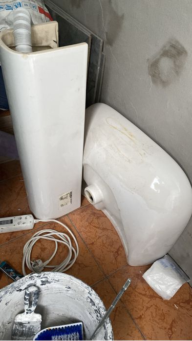 Строительный унитаз + раковина