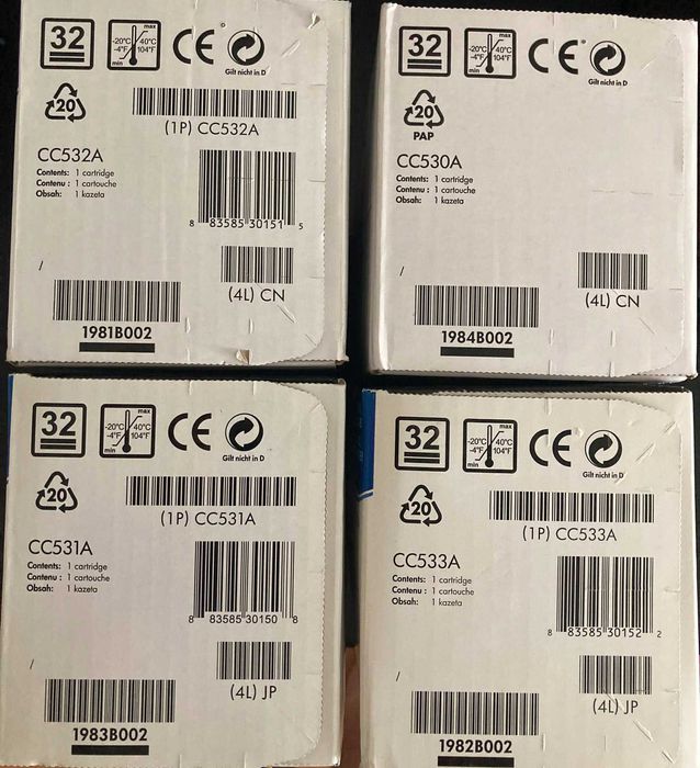 Set 4 tonere originale HP 304A (CC530A, CC531A, CC532A, CC533A) – Noi, Sigilate, Originale