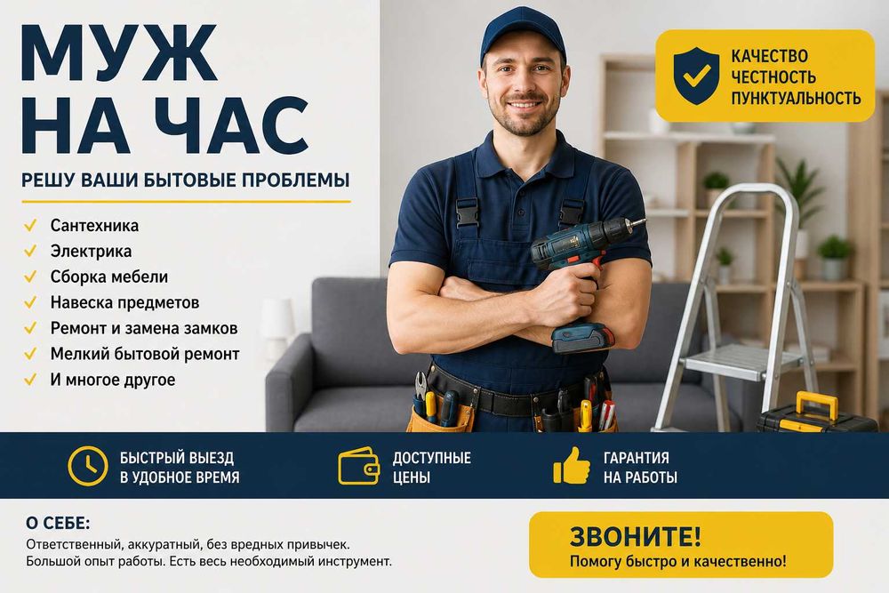 Мастер на час в Семее  Электрика, сантехника, ремонт, сварщик
