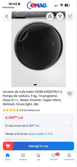 Uscator de rufe Haier cu pompa de caldura