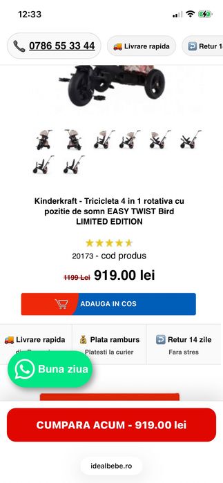 Tricicleta pentru fetițe