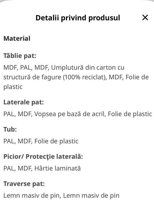 Vând pat Busunge alb Ikea