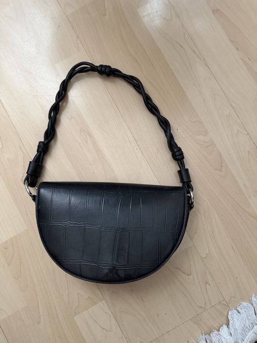 Черна чанта PARFOIS с кроко ефект
