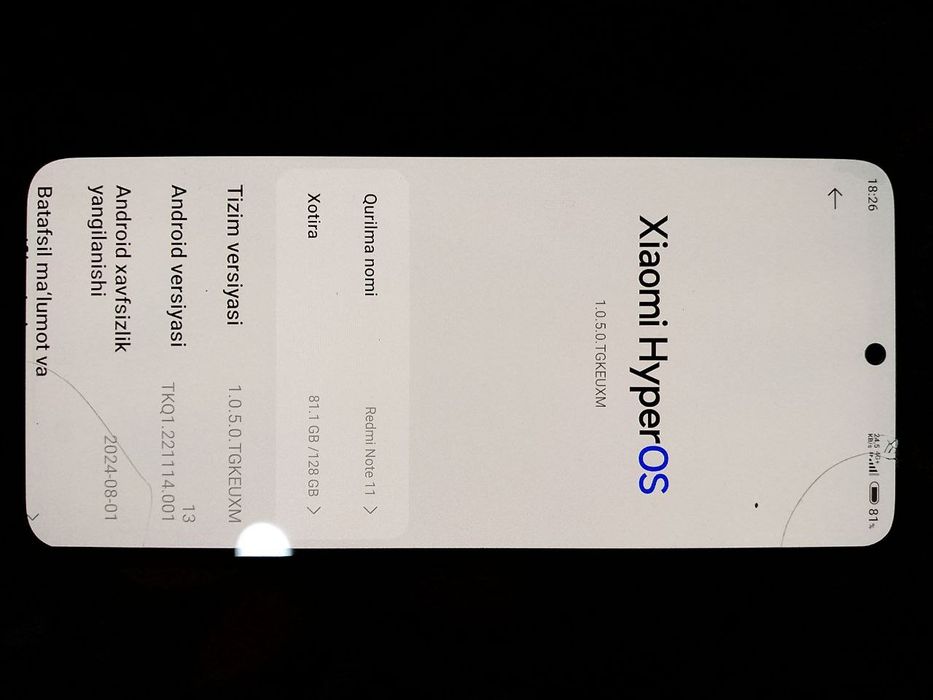 Redmi note 11 ishlashi zor xotira 8/128 oladiganla tel qilsin