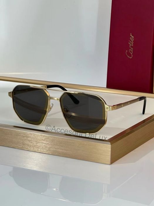 Ochelari de Soare Cartier Aviator CT0462S Full Box Santos De Cartier [Verificare Colet] Gold