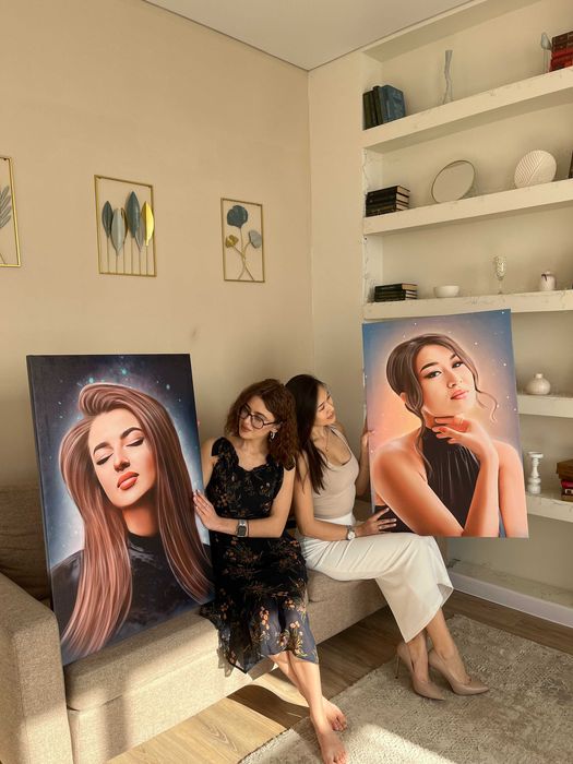 Портреты на заказ Алматы Дримарт Арт подарки картины на холсте