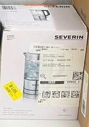 Електрическа кана Severin WK 3472, стъклена, 0,5л, 1100W, сребърна.