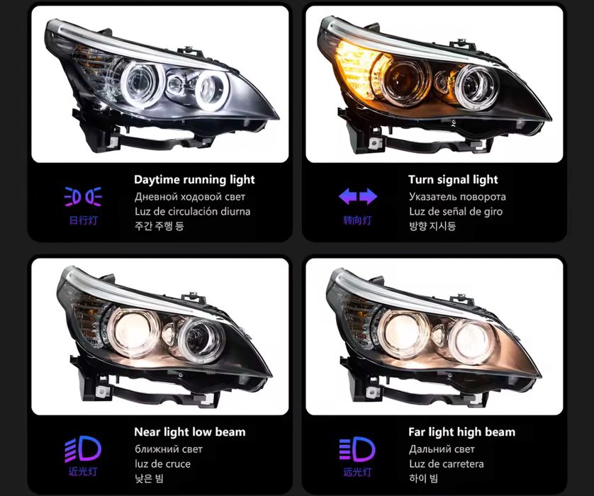 ЛЕД Фарове за BMW E60 E61 facelift БМВ 2003-2010Г LED diodni farove