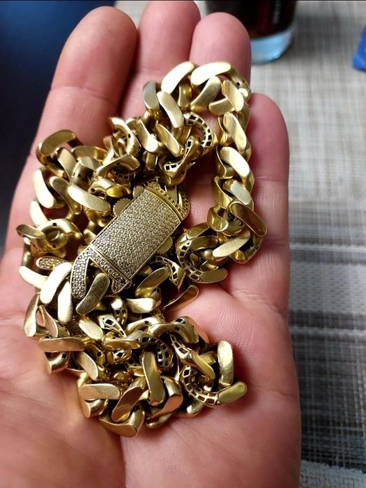 Lant + Bratară Cuban 14k Italia