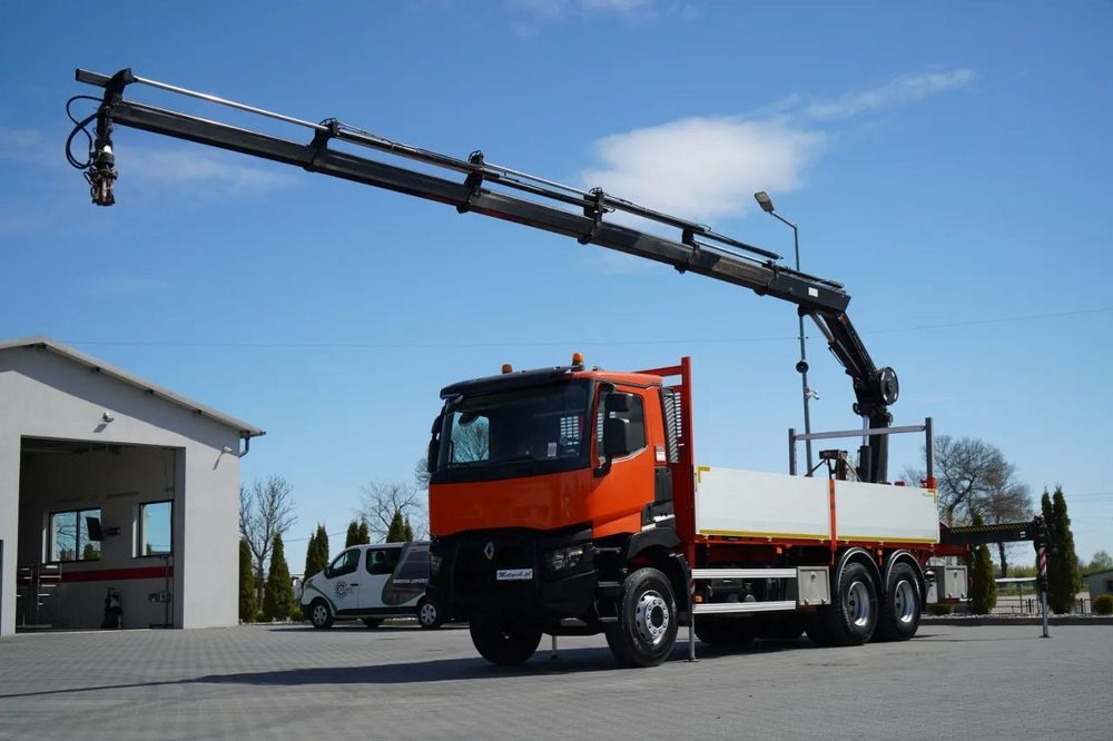 Renault C 430 / 6x4 / LIVRARE 6.2 M + CUPTOR HIAB X-DUO 188 / EXTENSIE 15 M / RADIOCOMANDĂ / FURCĂ / ROTATOARE