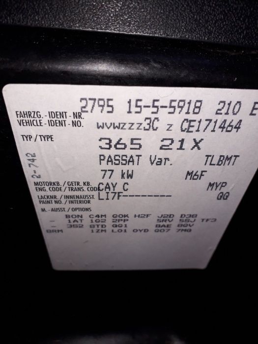 Piese din dezmembrari Passat B7 variant, 1.6TDI, motor CAYC, 2012