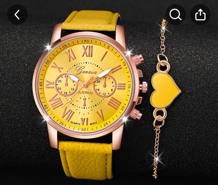 Луксозен комплект -дамски кварцов часовник и гривна,висококачествена к