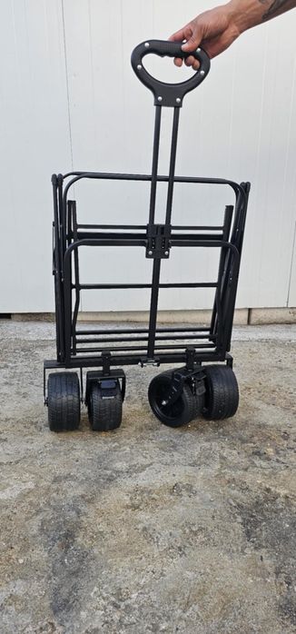 Сгъваема количка с широки гуми - идеална за пясък и неравни терени