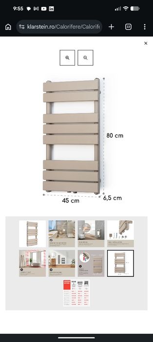 Calorifer / radiator baie Klarstein Fairmont - culoare Nisip - NOU, în cutie