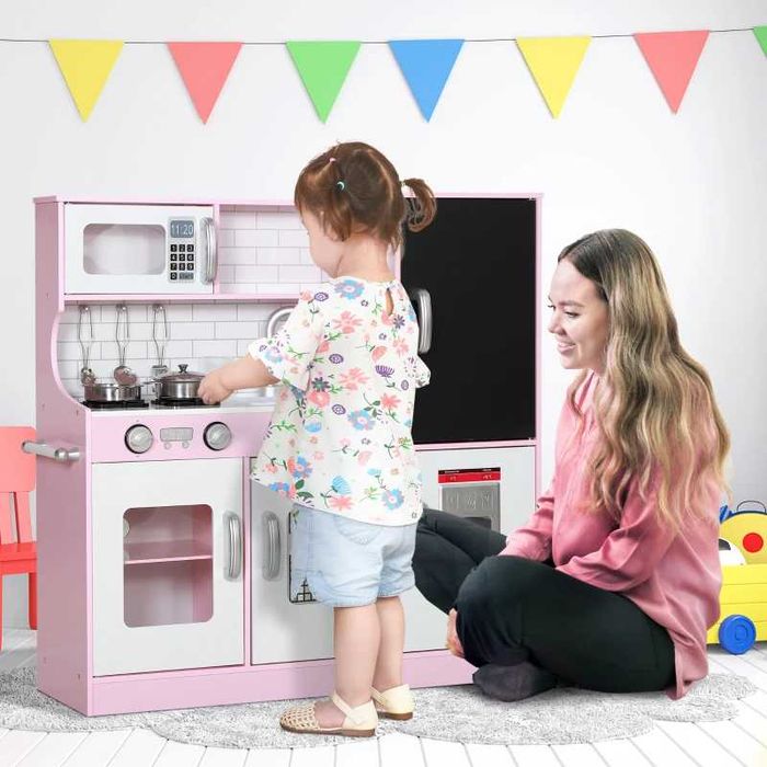 AIYAPLAY Кухненски комплект за игра с тенджери, черна дъска