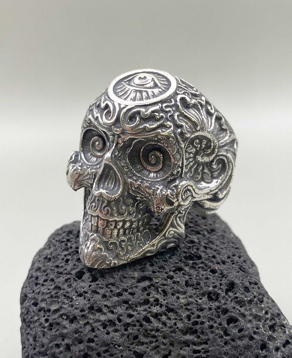 Сребърен пръстен Череп