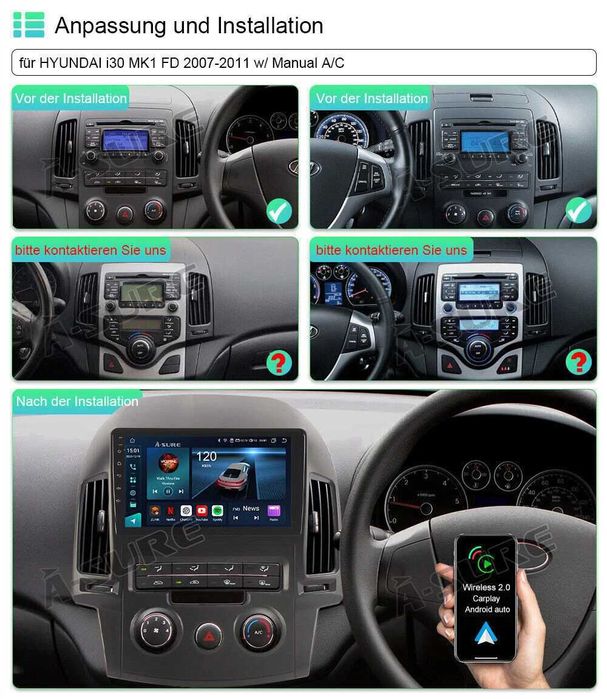 Мултимедия за Hyundai I30 навигация 2006-2011 Android i30 2DIN плеър