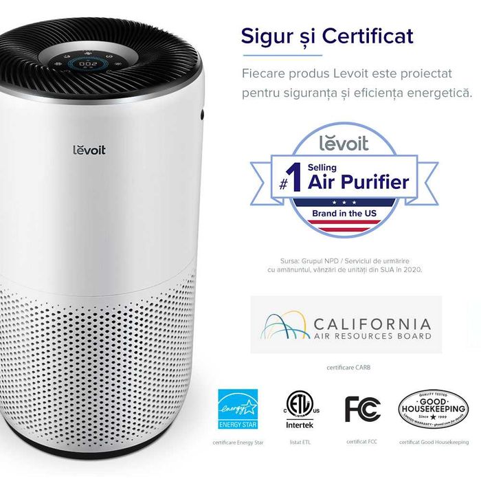 Purificator de aer Smart Levoit Core 400S Wi-Fi, Filtru 3 in 1 Hepa