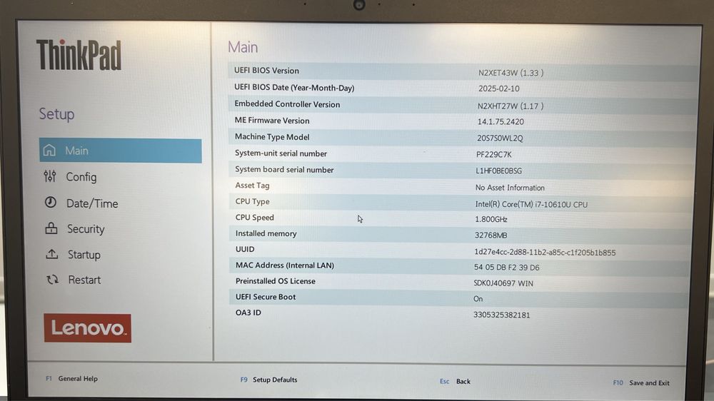 Lenovo ThinkPad T15 G1 i7-10610U 32GB RAM DDR4 512GB SSD M.2 Garantie