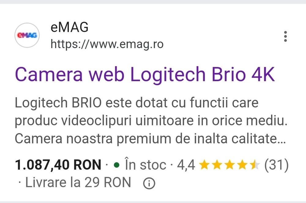 Camera 4K Logitech Web.