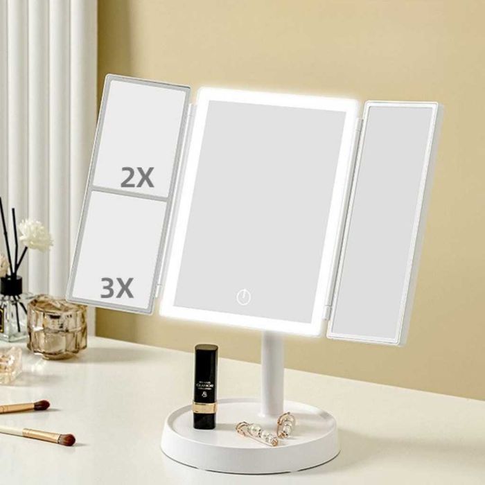 Преносимо LED огледало с осветление за тоалетка, за грим .