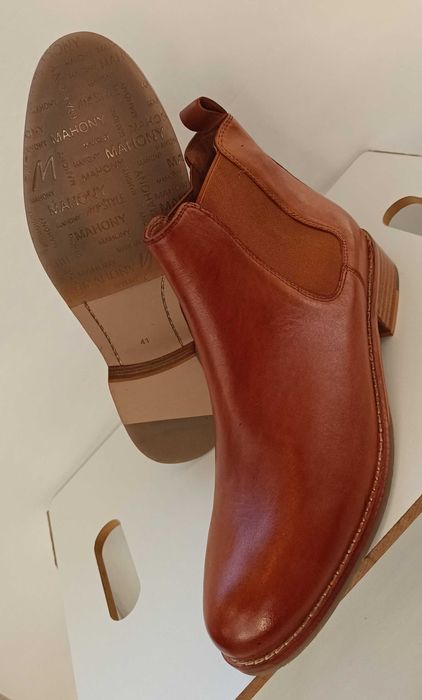 Ghete chelsea 40.5 41 plain toe premium MAHON NOI piele naturala moale