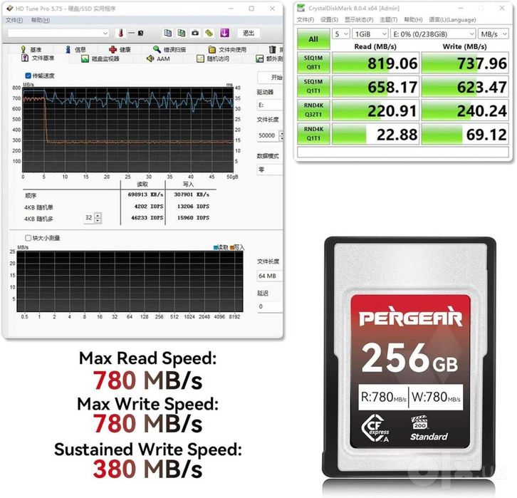 Cf type A 256gb sony v90 4k 10bit fleshka