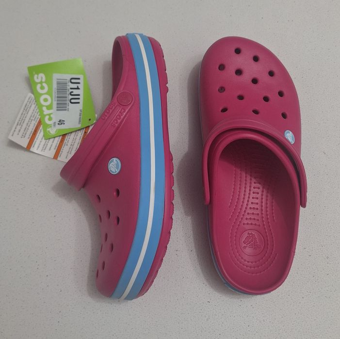 Saboți CROCS Crocband Candy Pink Bluebell noi, sandale, papuci slingback, nr 42-43 EU (M9 - W11)