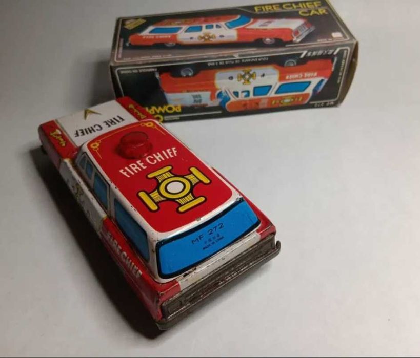 Jucarie veche tabla Chinezeasca MF 272,de colectie, Fire Chief Car